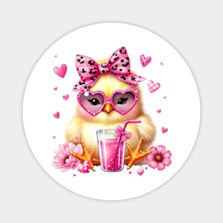 Valentine Chicken Drinking Ice Cream Magnet